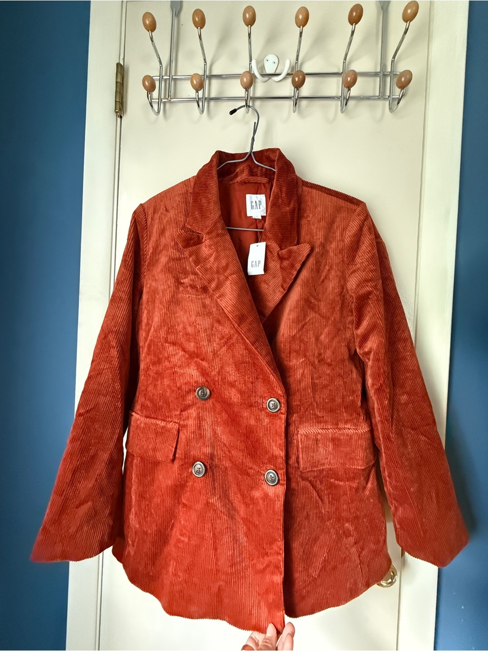 NWT GAP Burnt Orange Corduroy Double Breasted Blazer Jacket Women’s 8 Petite